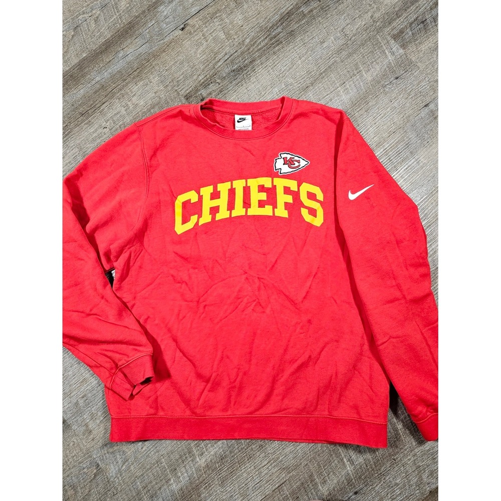 Nike Kansas City Chiefs Sweatshirt Mens Large Red Fleece Crewneck Pullover NFL‎